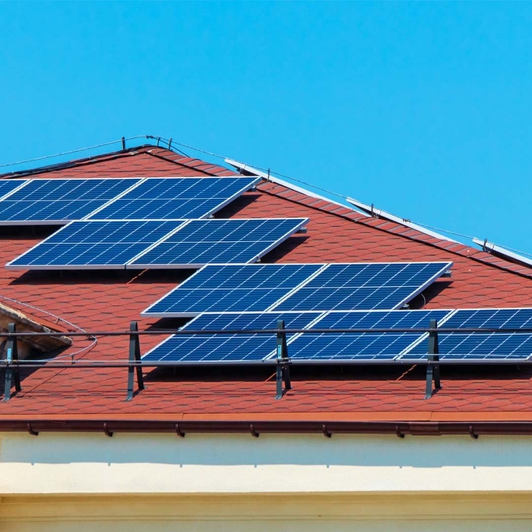 solar panels on modern house